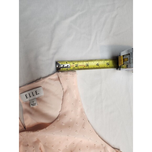 Elle Dress Womens Small Coral Pink Fit & Flare Sleeveless Dotted Belted (A24) - Picture 8 of 9